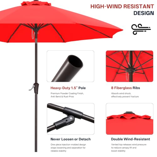 Image of ABCCANOPY 9FT Patio Umbrella Outdoor 8 Ribs Table Umbrella(Red)