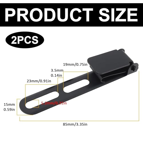 2 Stück Feste Klingenclips mit Schrauben, Scheide Taillenclip Messerscheide, Messerscheide für Outdoor Militärfans, Unterlegscheiben, Kompatibel mit Kydex Ulticlip, 85 x 15 mm, Schwarz