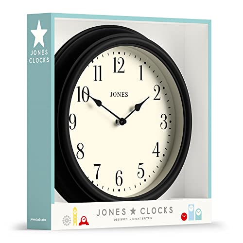 Jones Clocks® Venetian Wall Clock - Farmhouse Décor - Rustic Décor - Classic Traditional Design - Kitchen Clock - Living Room Clock - Office Clock - Farmhouse Clock (Black/Arabic Numerals) #TOP5