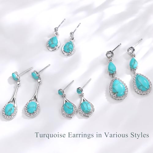 FANCIME Turquoise Sterling Silver Infinity Stud Dangle Earrings - Fine Turquoise Jewelry for Women4