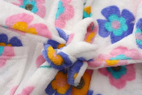 Image of Girls Fleece Robe Boys Hooded Bathrobe Soft Flannel Robe For Kids