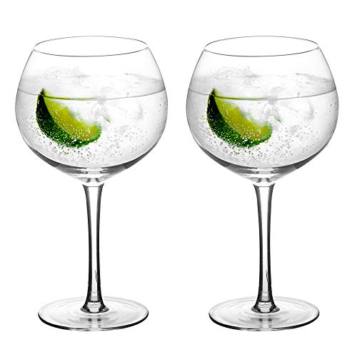 Amisglass Copa de Gin & Tonic, Copas de Cóctel de Cristal, Juego Copas de Ginebra de 2 Piezas, Copas de Zumo Vidrio sin Plomo en Fiesta Casa, Bar, Apta para Lavavajillas - 700 ml