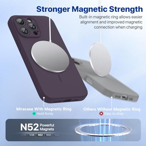 Image of Miracase Magnetic for iPhone 14 Pro Max Case, [Soft Anti-Scratch Microfiber Lining], Compatible with MagSafe, Silicone Shockproof Protection Phone Case for iPhone 14 Pro Max,Dark Purple