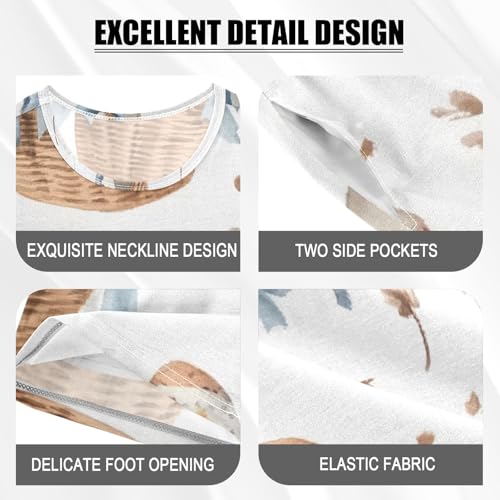 Summer Pajama Set Watercolor Easter Bunnies Pattern, Short Sleeve Sleepwear Nightwear4