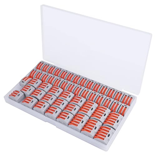 50 PCS Lever Wire Electrical Connectors Nuts Assortment Kit with 28-12 AWG, Multiple Stud2/3/5 Conductor Combination Compact, Electrical Insulated Terminals, Quick Disconnect Splicing