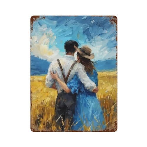 Cartel de metal retro Wheatfield Embrace para dar un alma cálida a tu hogar