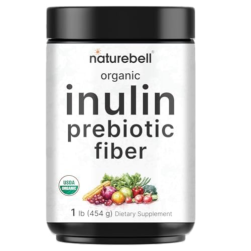 NatureBell Organic Inulin Prebiotic Fiber Powder, 1lb | Natural Chicory Root Source – Easily Mixes with Coffee or Smoothies – Fiber Supplement for