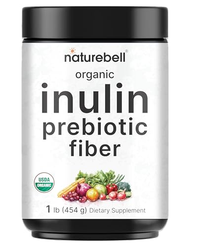 NatureBell Organic Inulin Prebiotic Fiber Powder 1lb | Natural Chicory Root Source Easily Mixes with Coffee or Smoothies Fiber Supplement for Women & Men Non-GMO Vegan Friendly Gluten Free