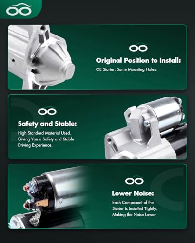 Image of SCITOO Starter Motor 17938 SMT0254 for Dodge Durango 2011-2018 for Dodge for Ram 2009-2010 1500 /2500 2009 3500 /4000 for Jeep Commander 2009-2010 Grand Cherokee 2009-2018 ‎12 Volt CCW 9-Tooth Pinion