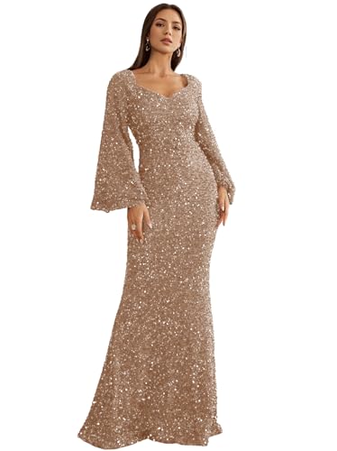 Long Sleeves Evening Gown Mermaid Ball Gowns for Women Sequins Prom Dresses Formal Gowns Evening Party Dress