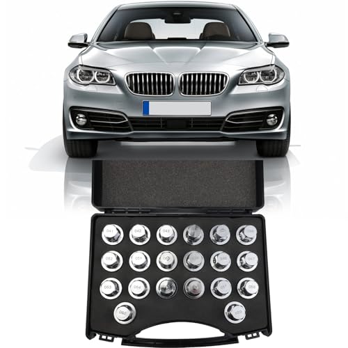 Image of 20pcs Wheel Lock Lug Nut Remover Kit Automotive Wheel Anti-Theft Screw Removal Key Socket Set Compatible with BMW