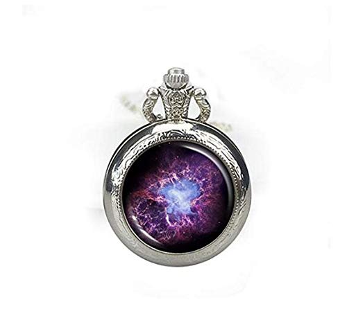 Preisvergleich Produktbild Ebula Taschenuhr Halskette Anhänger lila Krabbennebel Bild Taschenuhr Halskette Schmuck