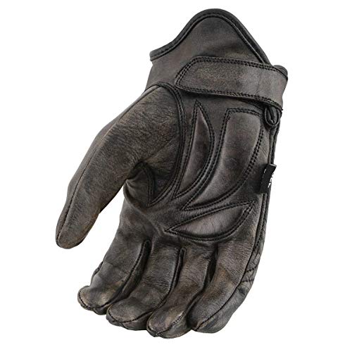 Milwaukee Leather Mg7512 Men's Brown Leather Gel Padded Palm Short Wrist Motorcycle Hand Gloves W/ ‘Full Panel Cover’ - Large #TOP2