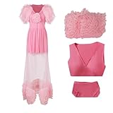 Cekalue Glinda Costume Adult Pink Nightgowns for Women Glinda Good Witch Nightdress Halloween Carnival Outfit