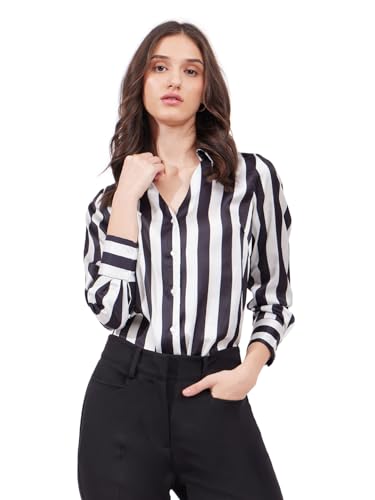 Image of FableStreet Women Shirts | Comfort Fit Spread Collar | Premium Satin Fabric for Formal, Business Casual