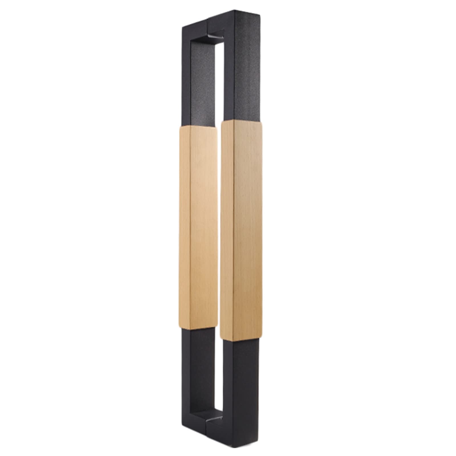 Poignée de porte de grange en bois et acier finition noire de prestige