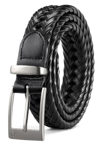 Image of CHAOREN Leather Braided Belts for Men - 1 1 /8 inch Mens Casual Woven Leather Belt for Dress Pant