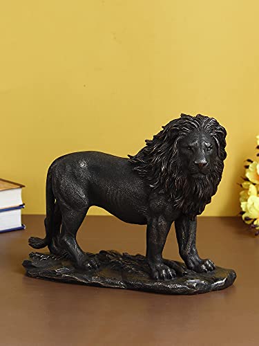 Image of eCraftIndia Handcrafted Polyresin and Bronze Lion Statue Animal Figurine Decorative Showpiece for Home, Living Rooms, Office, Entertainment Spaces for Wildlife Enthusiasts