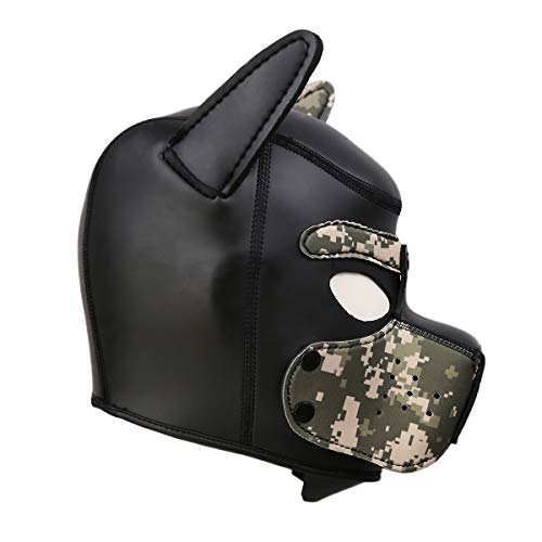 Neoprene Puppy Hood Camo Full Face Mask Cosplay Costume Dog Head Masks (Camo Green) Neoprene Puppy Hood Camo Full Face Mask Cosplay Costume Dog Head Masks (Camo Green)