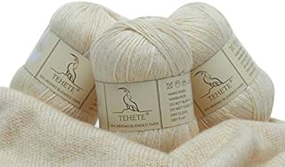 TEHETE Merino Wool Yarn for Knitting and Crochet Yarn 3ply 50g × 3 Balls soft and warm - Beige