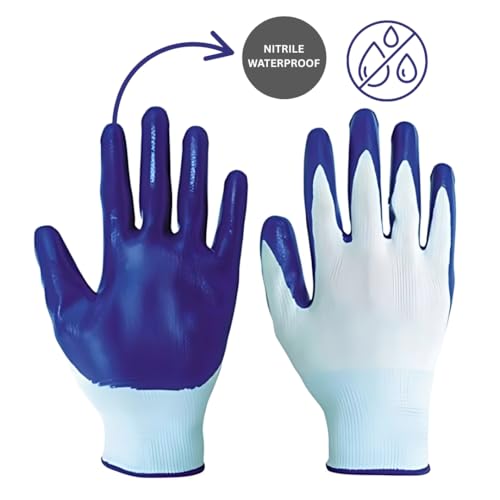 Image of Multipurpose Nylon Anti Cut PU Nitrile Coating Work Safety Gloves White-Blue Pair 4