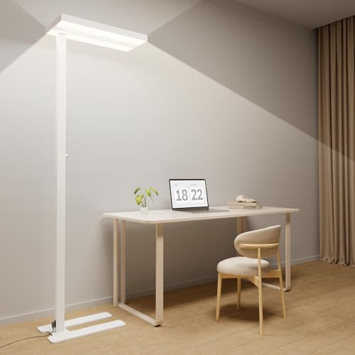 Honeywell 8000LM LED Floor Lamp, 02E Gen Sunturalux Eye-Caring Reading Standing Light, 80W Modern Natural Daylight 4000K Dimmable 77" Tall Floor Lamps for Living Room Kids Study Home Office