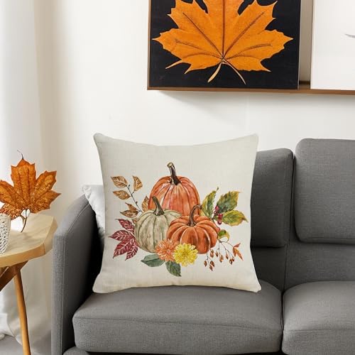 Fall-Pillow-Covers-18×18-Set-of-2-Thanksgiving-Pumpkin-Maple-Leaves-Decorative-Throw-Pillowcase-Autumn-Harvest-Linen-Cushion-Cover-for-Home-Sofa-Couch-Farmhouse-Indoor-Outdoor-Fall-Decor Fall Pillow Covers 18×18 Set of 2 Thanksgiving Pumpkin Maple Leaves Decorative Throw Pillowcase Autumn Harvest Linen Cushion Cover for Home Sofa Couch Farmhouse Indoor Outdoor Fall Decor