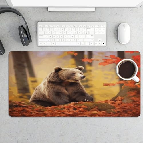 Brown Bear in Autumn Desk Pad con Base de Goma Grande miniatura 5