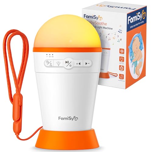 Image of FamiSym Portable Sound Machine for Baby Kids with Night Light - Recharge Battery, 13 Soothing Sounds, Shushing Baby White Noise Machine for Sleeping, Baby Sleep Soother Registry Gift, Baby Shower