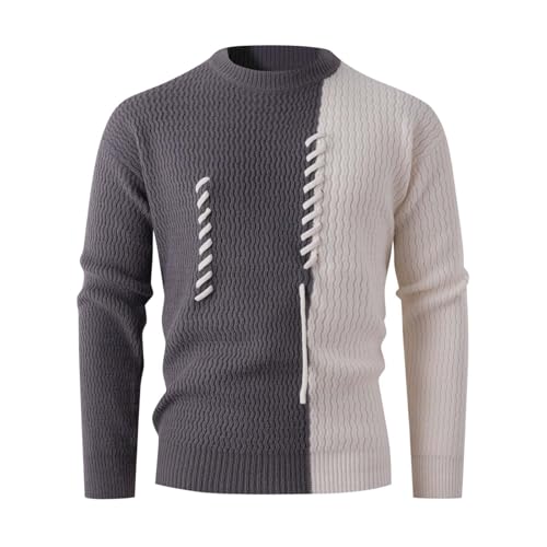 Mens Colorblock Knit Pullover Crewneck Long Sleeve Casual Sweater Warm Jumper Fall Winter Comfort Soft Outfits 2025