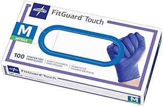 FITGUARD Medline Touch Nitrile Exam Gloves, Disposable, Powder-Free, Cobalt Blue, Medium, Box of 100