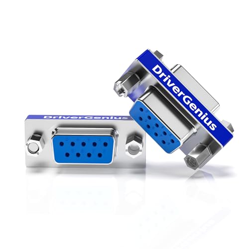 DriverGenius 9-Pin Cambiador de Género Serial DB9 - Adaptador RS232 Hembra/Hembra para Transferencia de Datos (2 Piezas/Paquete, RS232F2F-2A)