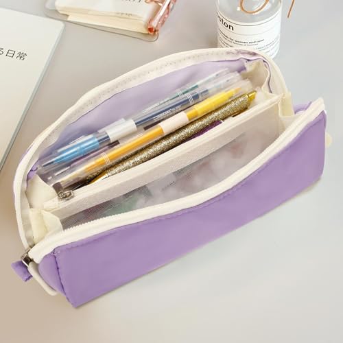 Image of Pencil Bag, Pencil Box, Cute Pencil Case, Storage Pen Bag for School Supplies Office School Girls (Purple)