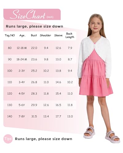 Image of Girls Cardigan, Girls Bolero Shrug Sweater, Kids Knit Hollow Out Long Sleeve, Button Cover Up Cropped Tops