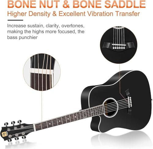 Vangoa Left Handed Guitar, Full Size Cutaway Left Handed Acoustic Guitar Kit For Adult Beginner 41 Inch Lefty Acustica Guitarra Set thumb #4