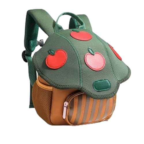 Mochila Infantil PEQUENA Fofa Formato de Cogumelo P/Escola, Creche, Maternal, Passeios, Unissex, 3 a 5 Anos, Vários Modelos (Marrom e Verde)