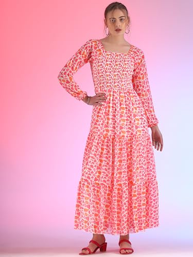 Image of Sheetal Associates Women's Georgette Printed Casual Maxi Fit and Flare Dress