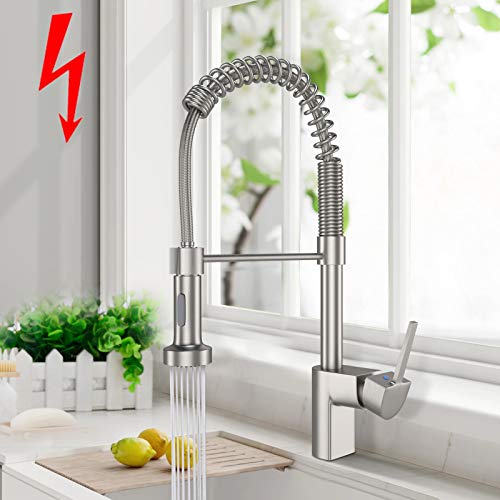 HUAHOMDY Modern low pressure kitchen tap 360° schwenkbarer Mischer Ausziehbarer Wasserhahn für die Spüle Mit drei 3/8"-Schläuchen aus Edelstahl Alle Montageteile enthalten - Image 3