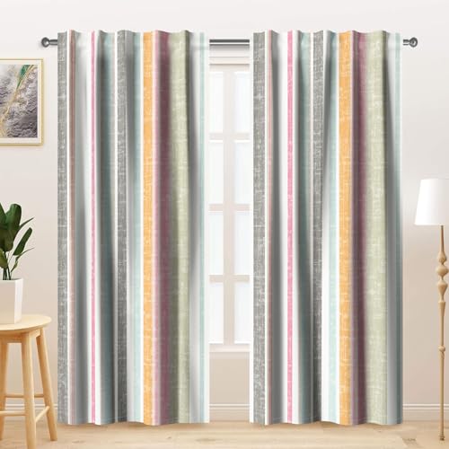 Kzzfqxb Cortinas Modernas de 117x138cm 2 Paneles, Rayas de Colores Rayas de...