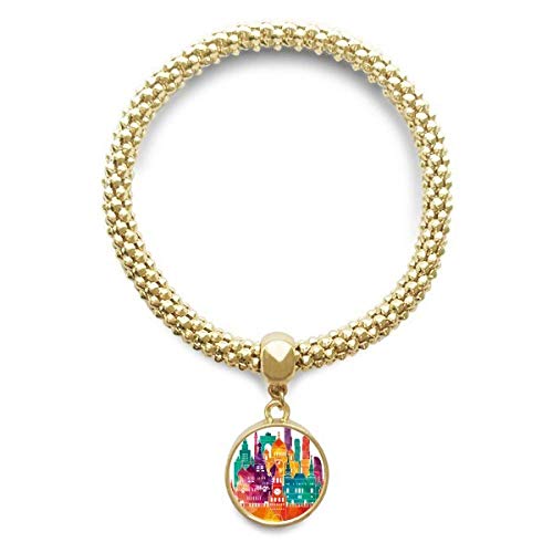 Bracelet cathédrale de Moscou avec pendentif rond doré pour femmes, bijoux chaîne en métal