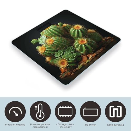 Báscula digital de baño con diseño de cactus y suculentas miniatura 3
