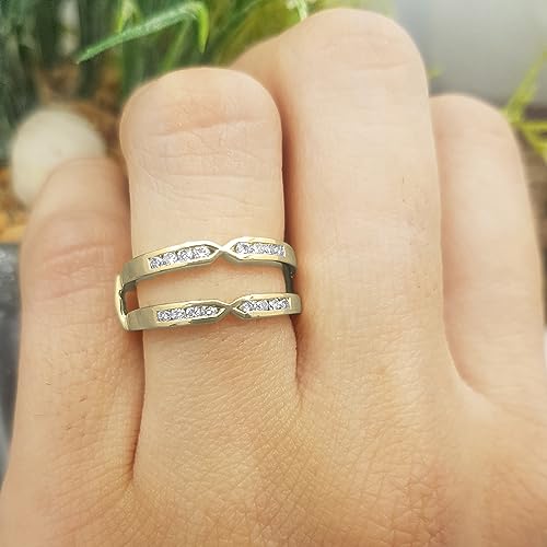 Dazzlingrock Collection Round Lab Grown White Diamond Double Arrow Solitaire Wrap Enhancer Guard Wedding Band for Her (0.22 ctw, Color H-I, Clarity SI2) in Solid Gold2