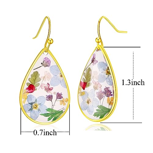 Forget-Me-Not Pressed Wildflower Earrings | Drop Dangle Earring For Wome | Pressed Flower Earrings Teardrop Dried Flowers Handmade Earrings2