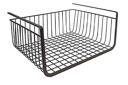 Image of UmI. Multipurpose 16 inch Under Shelf Rectangular Basket /Powder Coated Iron Under Cabinet Organiser /Undershelf Organiser Basket /Under Shelf Storage Rack For Kitchen, Bedroom, Office (Pack Of 3, Black)