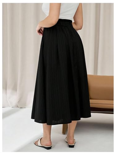 SHENHE Women's Plus Size Flowy Long Skirt A Line Elastic High Waist Elegant Skirt with Pockets3