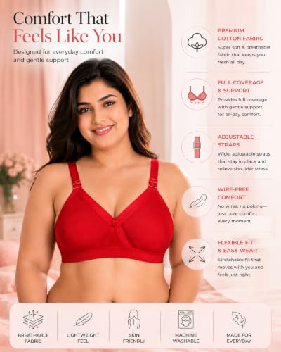 Image of SONA Women's Super Fit Cotton Full Coverage Non-Padded Non-Wired Everyday Bra - Full Support -(Pack of 1)