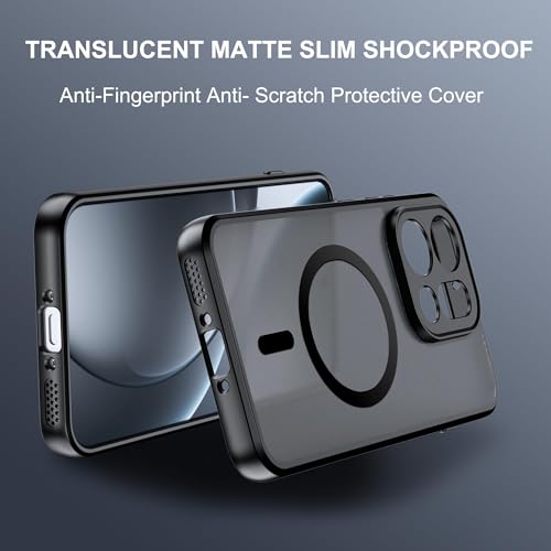 Image of QUIETIP Magnetic Case for Oppo Find X9 with Screen Protector,[Compatible with MagSafe] Translucent Matte Drop Protection Cover,Black