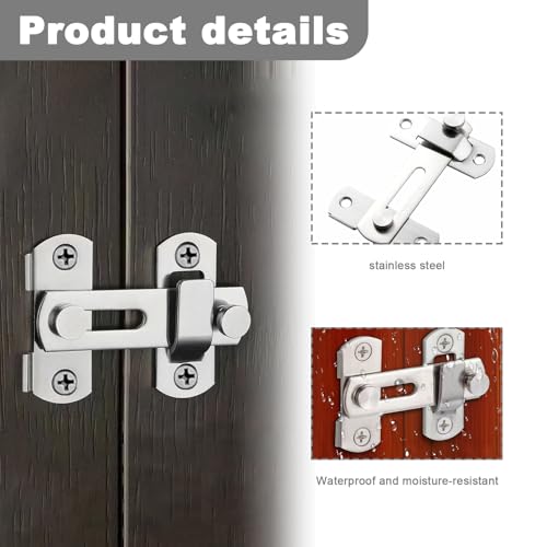 10Pcs 2.8" Stainless Steel Door Bolt Lock Slide Bolt, for Wooden Garden Gates, Shed Doors