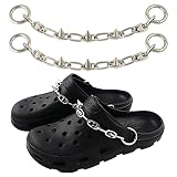 VIQWYIC Metal Spike Chains Shoe Charms, Fashion Cool Punk Rivets Charm for Sandals Clog Accessories