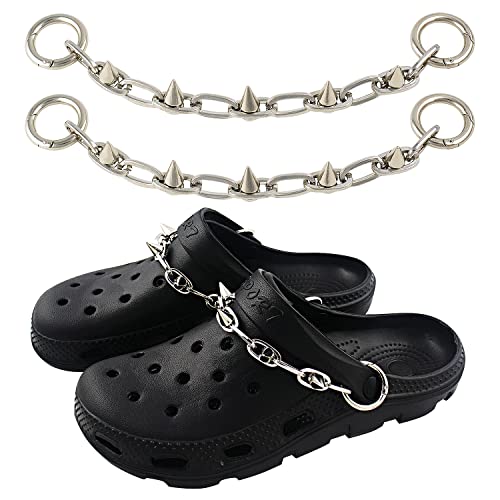 Viqwyic Metal Spike Chains Shoe Charms, Fashion Cool Punk Rivets Charm For Sandals Clog Accessories Shoe Decoration #TOP19